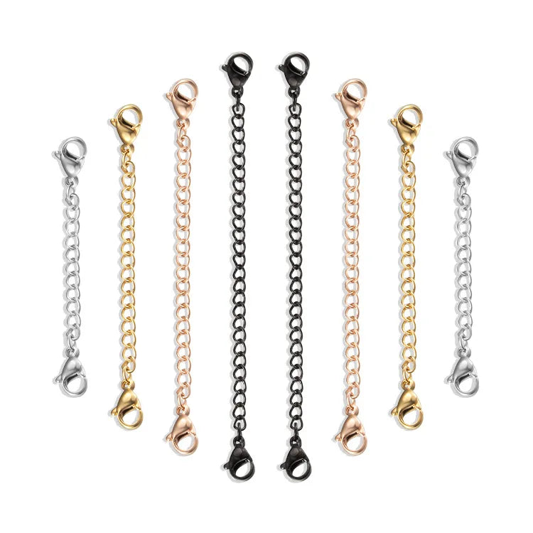 Jewelry Findings Tail Chains Gold/black/rose Gold Diy Findings Stainless Steel Jewelry Extender Chain With Clasps