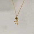 Stainless Steel Jewelry Wedding Valentine's Day Gifts Love 18K Gold Rose Flower Pendant Necklace Girlfriend Wife Women Bouquet
