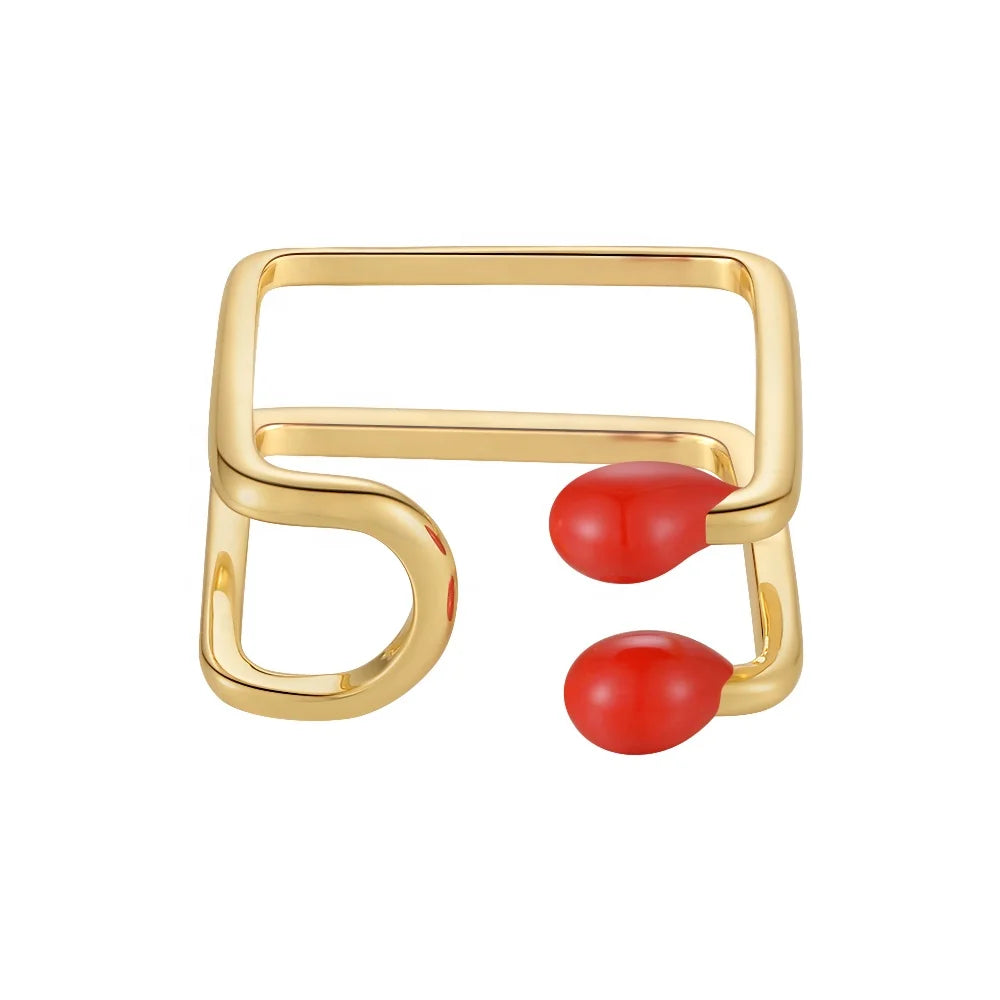 Original Design 18K Gold Plated Brass Jewelry New in Matchstick Rings for Women Gift Accessories Rings R224177