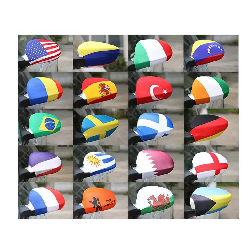 National Flag Printed Car Mirror Cover Custom Car Side Mirror Socks 2026 Football Event Car Mirror Flag