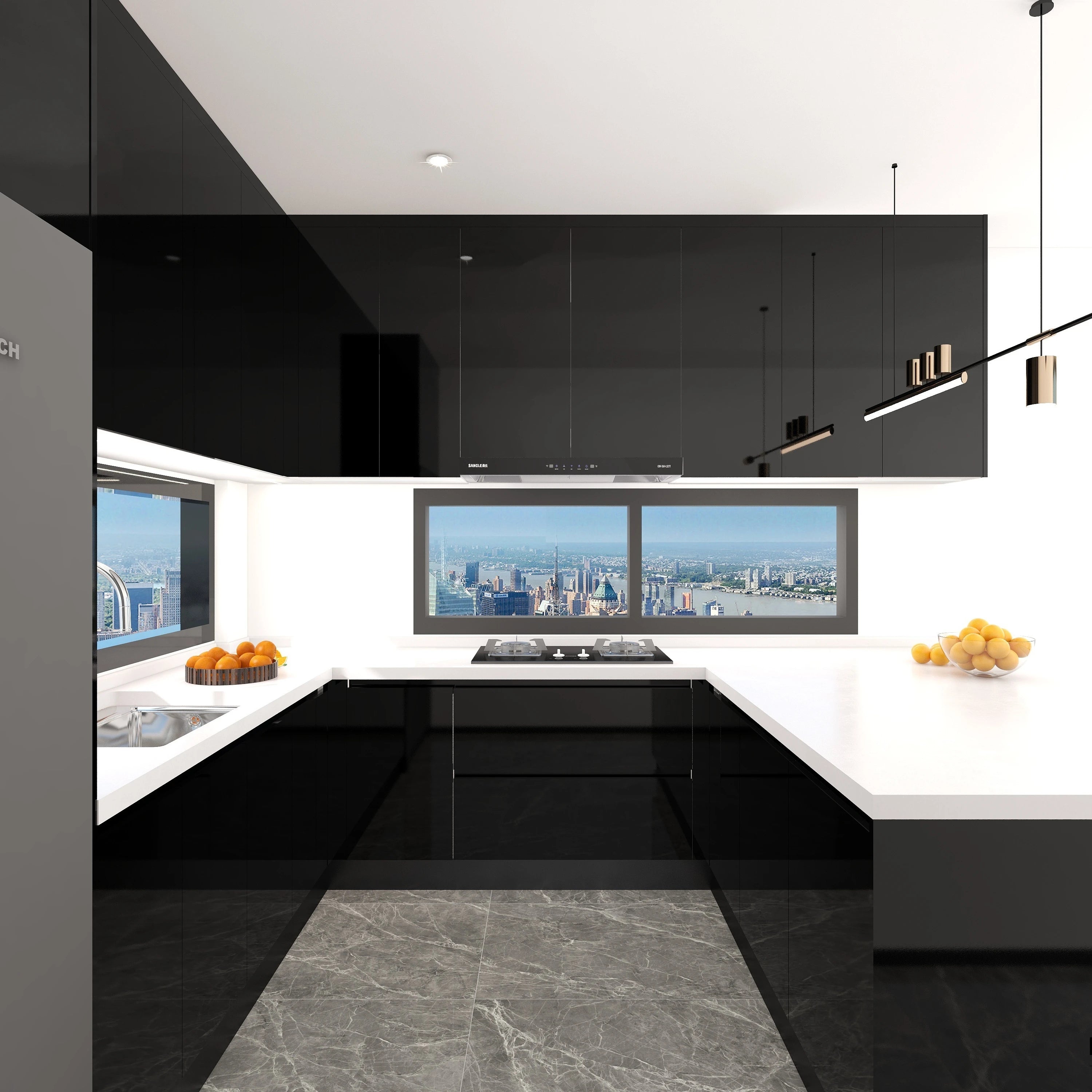 Simple Design L-shaped Kitchen Cabinets with Nakajima China Strength Factory Straight Hair