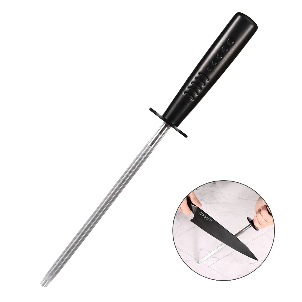 New Arrivals 8 Inch Black Coating Professional Stainless Steel Knife Sharpener Steel