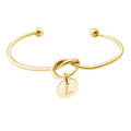 Lucky A-Z English Letter Openning Bangle Knot Bracelet With 26 Letter Charm Pendant Bracelet for Women