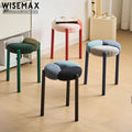 WISEMAX FURNITURE Modern Living Room Furniture Sofas Corner Stool Chair Lamb Wool Round Stackable Metal Leg Chair Dressing Chair