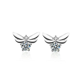 XEA013 Personality Honeybee 925 Sterling Silver Stud Earrings Ins Temperament Earrings 0.5ct Moissanite Diamond Vintage Earrings