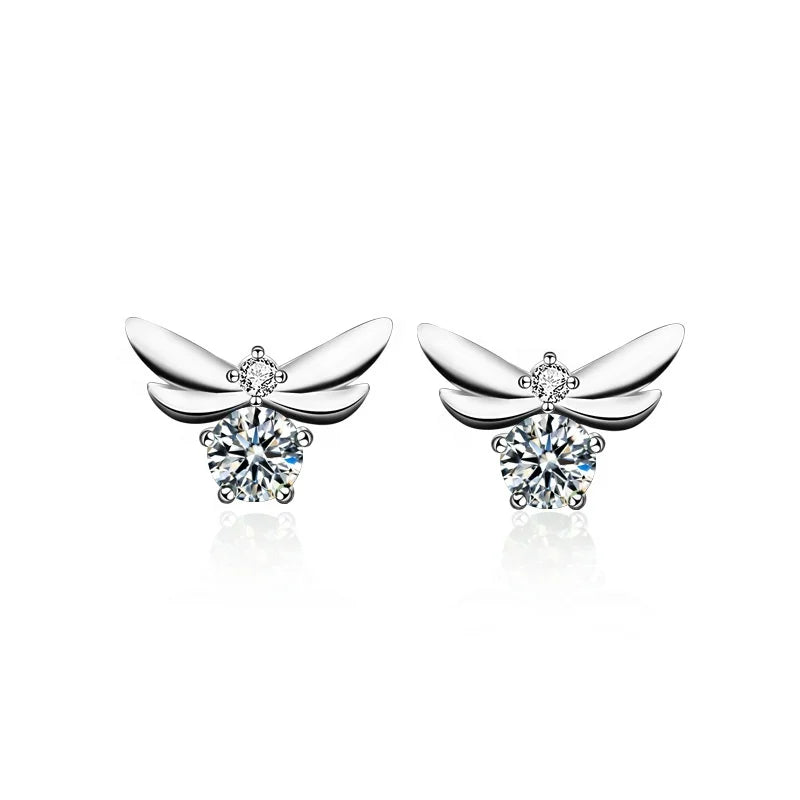 XEA013 Personality Honeybee 925 Sterling Silver Stud Earrings Ins Temperament Earrings 0.5ct Moissanite Diamond Vintage Earrings