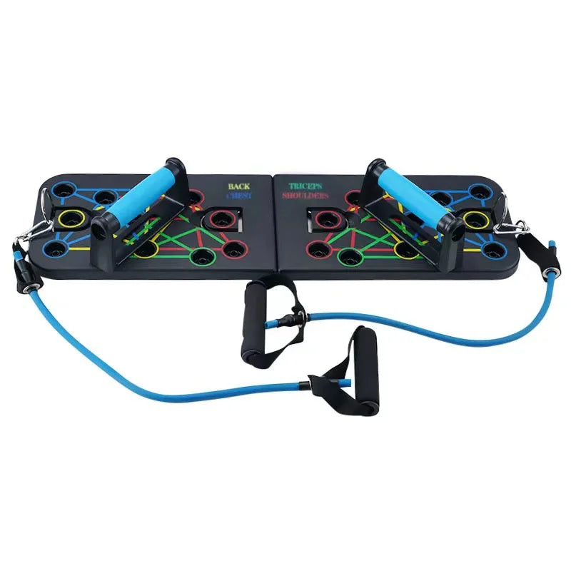 Portable Foldable 12-in-1 Push up Rack Board Abdominal Fitness Training System with Resistance Band for Step Platforms