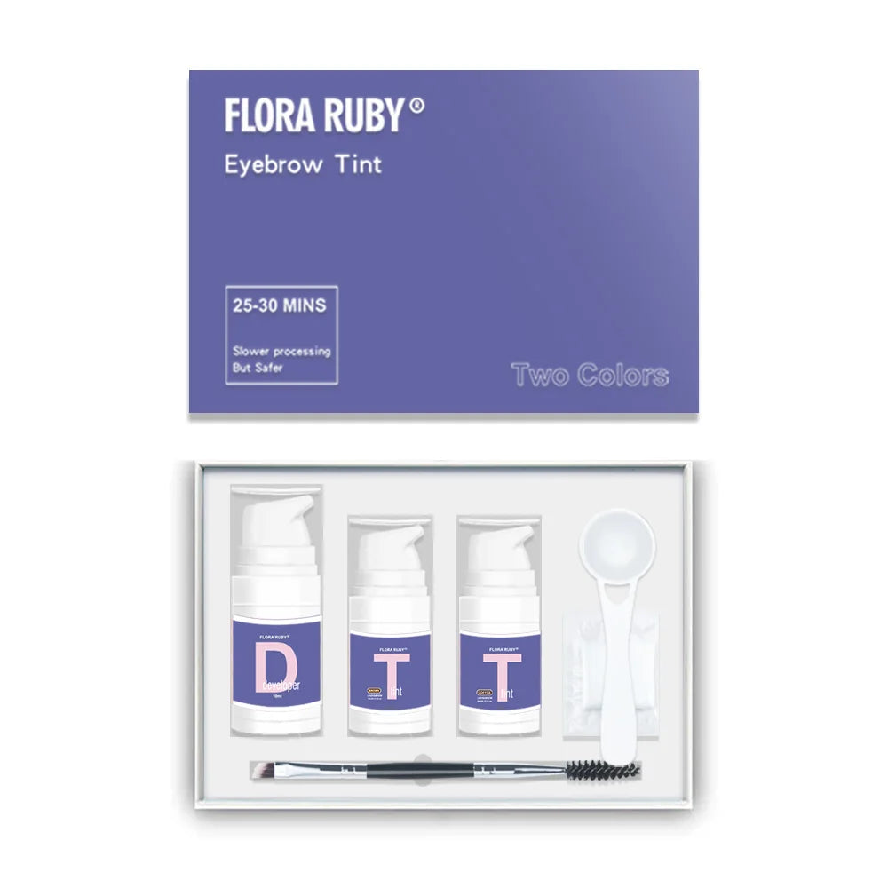 Flora Rudy Henna Dye Brow Black Brown Long Lasting Henna Lash Tint Private Label Eyebrow Tint Dye Kit for Brow Hair and Skin
