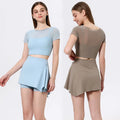 Custom Logo Wholesale Mini GYM Workout Two Piece Sport Women Golf Skirt Set Tennis Skirt Set for Girls