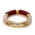 SC New Chunky Curved Stacking Clear Acrylic Colorful Beads Bracelet Gold Plated Stretchable Bracelets Bamboo Tube Bangles