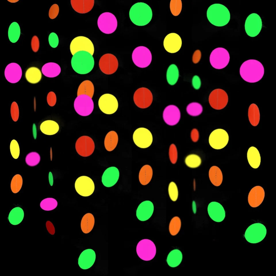 14ft UV Black Light Reactive Neon Dot Garland Fluorescent Party Streamers and Hanging Banners Party Decorations