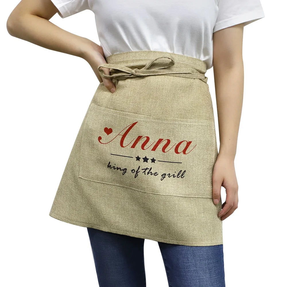 Personalization Sublimation Blanks Reusable Washable Fashionable Multifunctional Burlap Waist Apron for Wholesale MegaBDM