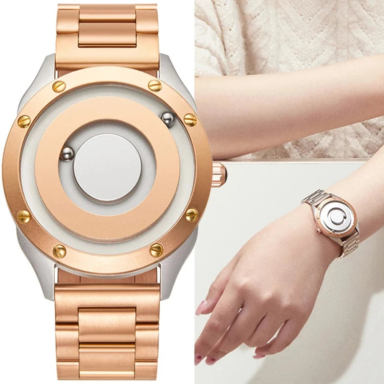 EUTOUR 033 Magnetic Table New Arrival Original Unisex Quartz Watch Simple Clock Couple Watch 40mm Dial Stainless Steel Strap