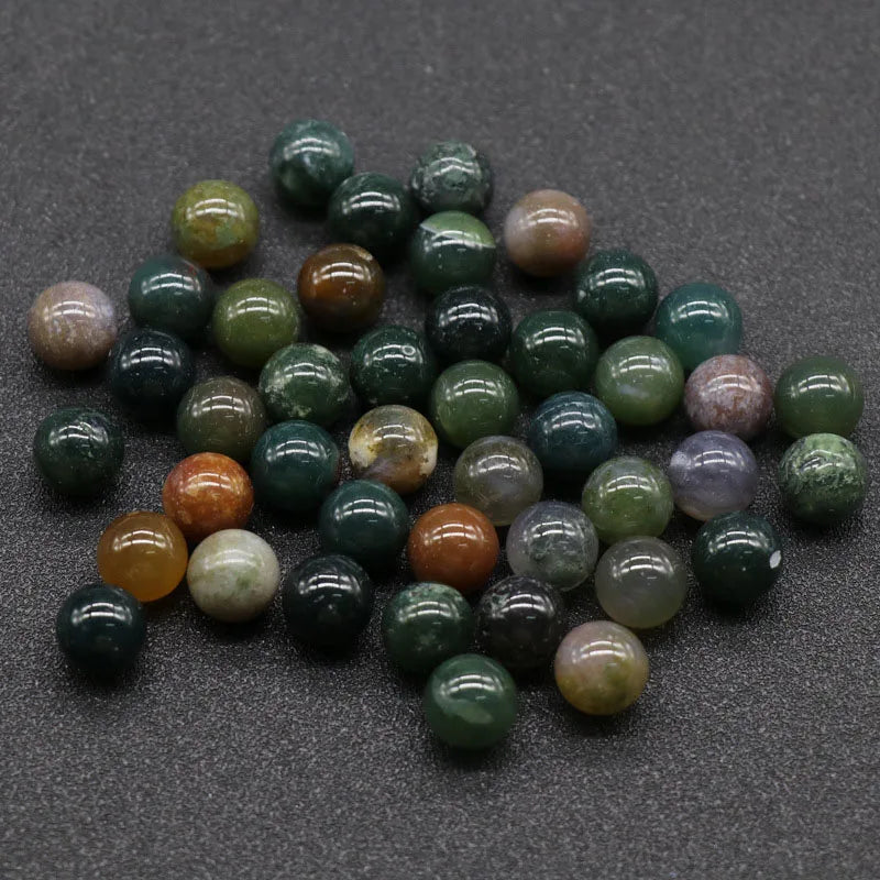 Diy Semi-precious stones cabochons round 10mm moss agate Cut Loose Beads round beads