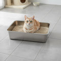 Wholesale Stainless Steel Indoor Pet Cat Litter Box Sifting Cat Sand Box for Cat Toilet Training Toilet Tray