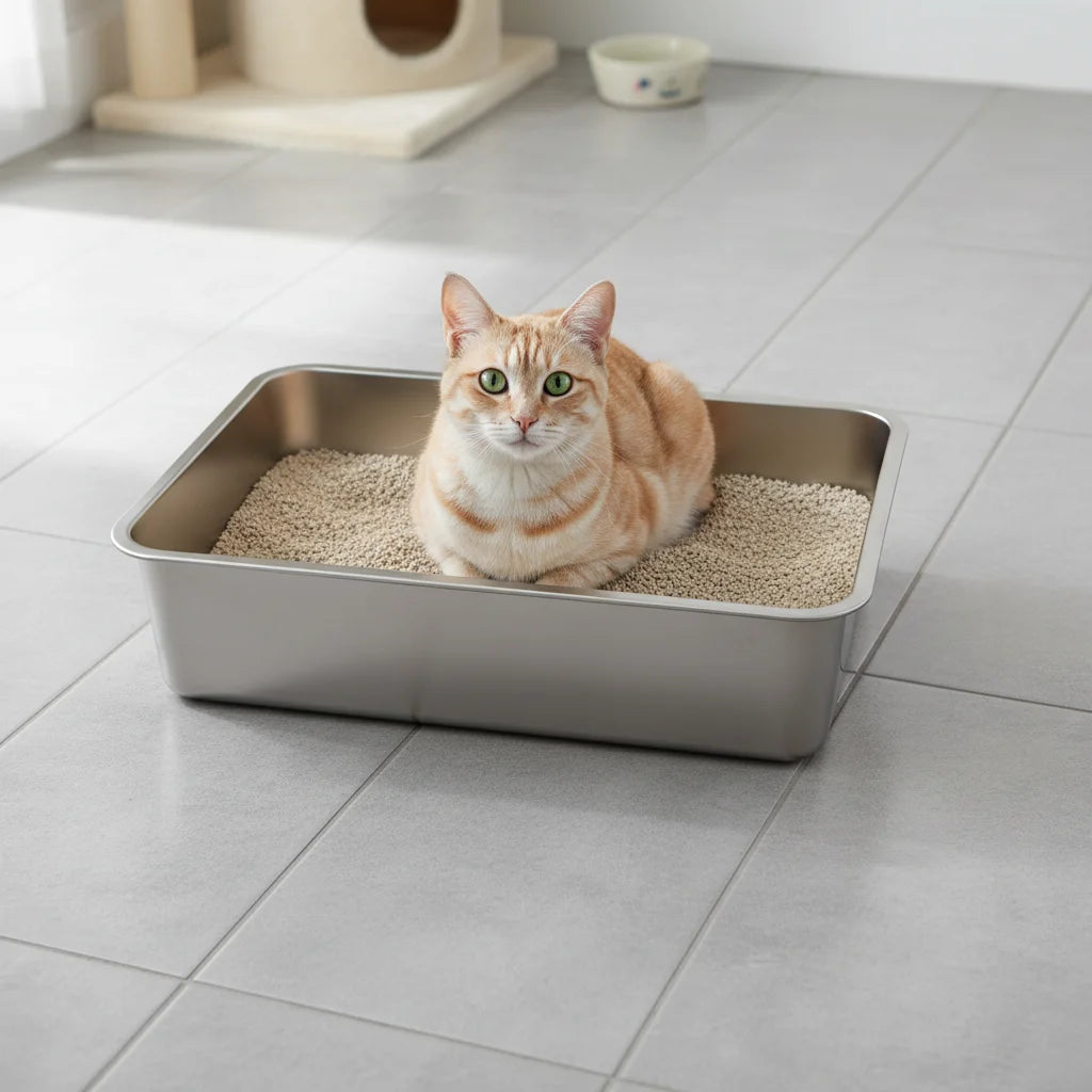 Wholesale Stainless Steel Indoor Pet Cat Litter Box Sifting Cat Sand Box for Cat Toilet Training Toilet Tray
