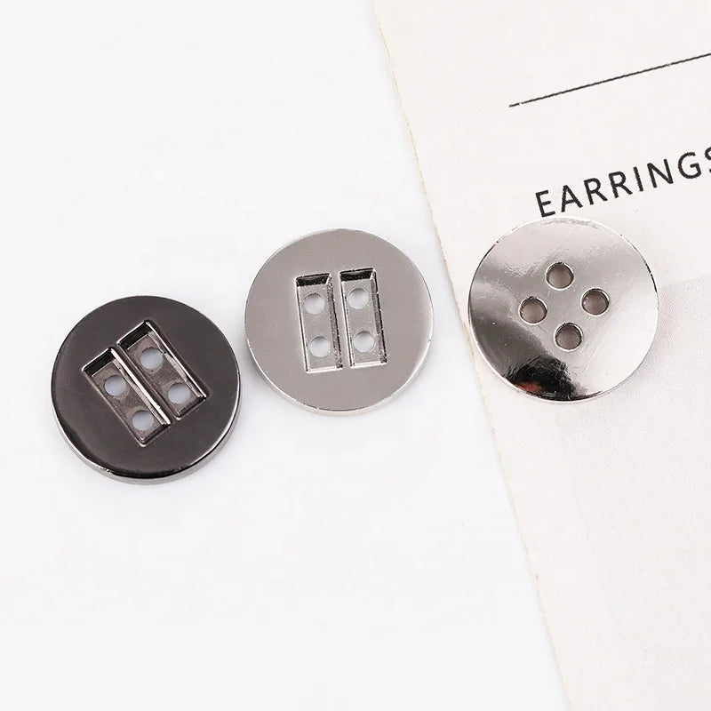 Sustainable & Eco-Friendly Four-Holes Button Model 65017 Long Eye Shirt Dress Button with Zinc Alloy Plated Flatback FengYuanJi