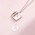 S925 Sterling Silver square Slots Envelope Pendant Necklace Home Envelopes with love You Letter Card Jewelry Window