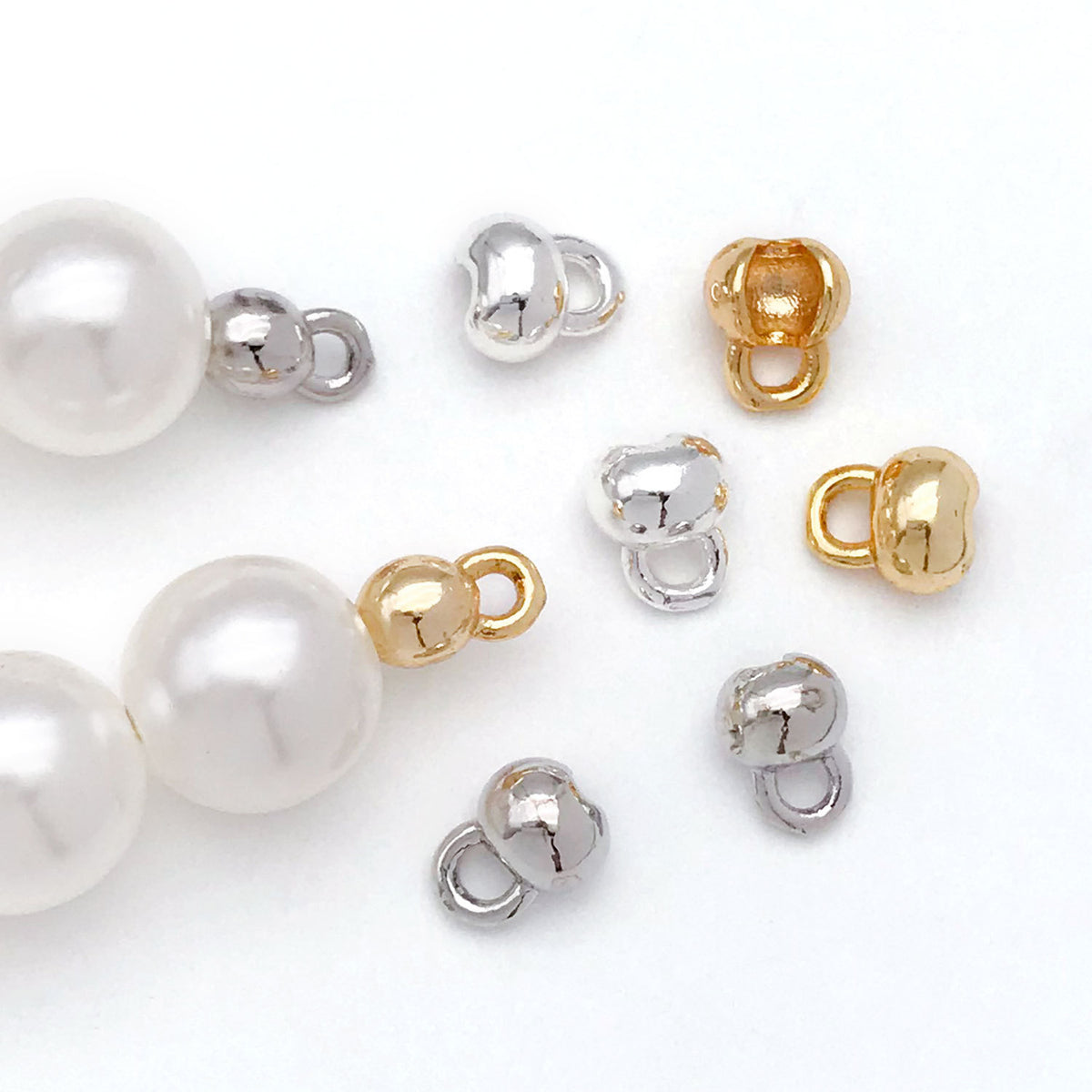 Ball-Top Bead Cap Bail 1-Loop Alloy Gold Tone Charm End Cap for Half-Drilled Bead Drop Earrings MegaBDM