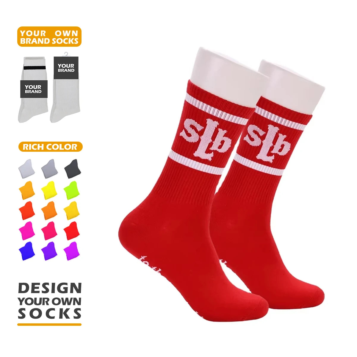 Customized Cotton Crew Sock Design Logo Custom Men Sock in Wholesale