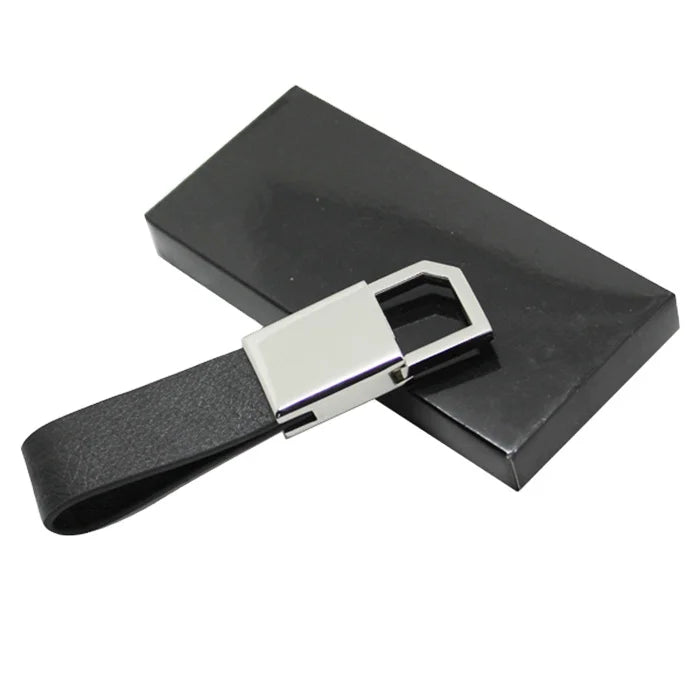 Custom Design Engrave Logo Metal Luxury Real Blank Circle Leather Loop Key Chain Genuine Pu Faux Leather Car Keychain