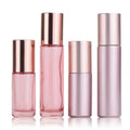 New Fashion 5ml 10ml Rose Gold/Pink Roll-On Glass Bottles with Screw Cap and Screen Printing Empty Essential Oil Vessels