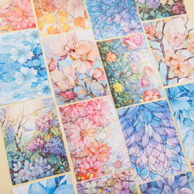 Beautiful Day Stickers Full Colored Glaze3 Pieces/Pack Series Flower Background Shell Light Journal Material 6 Types Die Cutting