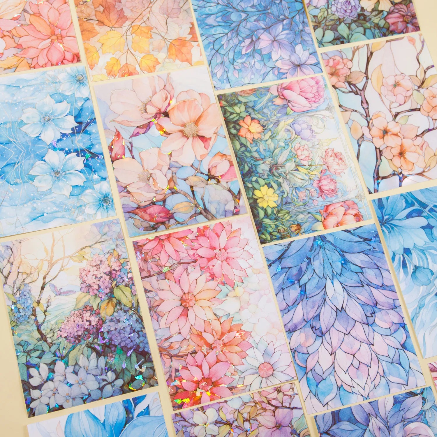 Beautiful Day Stickers Full Colored Glaze3 Pieces/Pack Series Flower Background Shell Light Journal Material 6 Types Die Cutting
