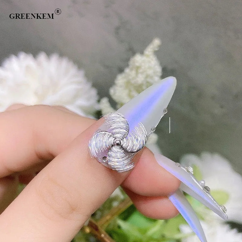 GREENKEM  Double-layer Rotation Windmill Accessories Manicure Tool Design Rhinestone Jewelry Zircon Nail Decoration