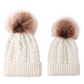Spot New Parent-child Warm Hat Pure Color Knitted Hat With Pom Winter Knit Hat