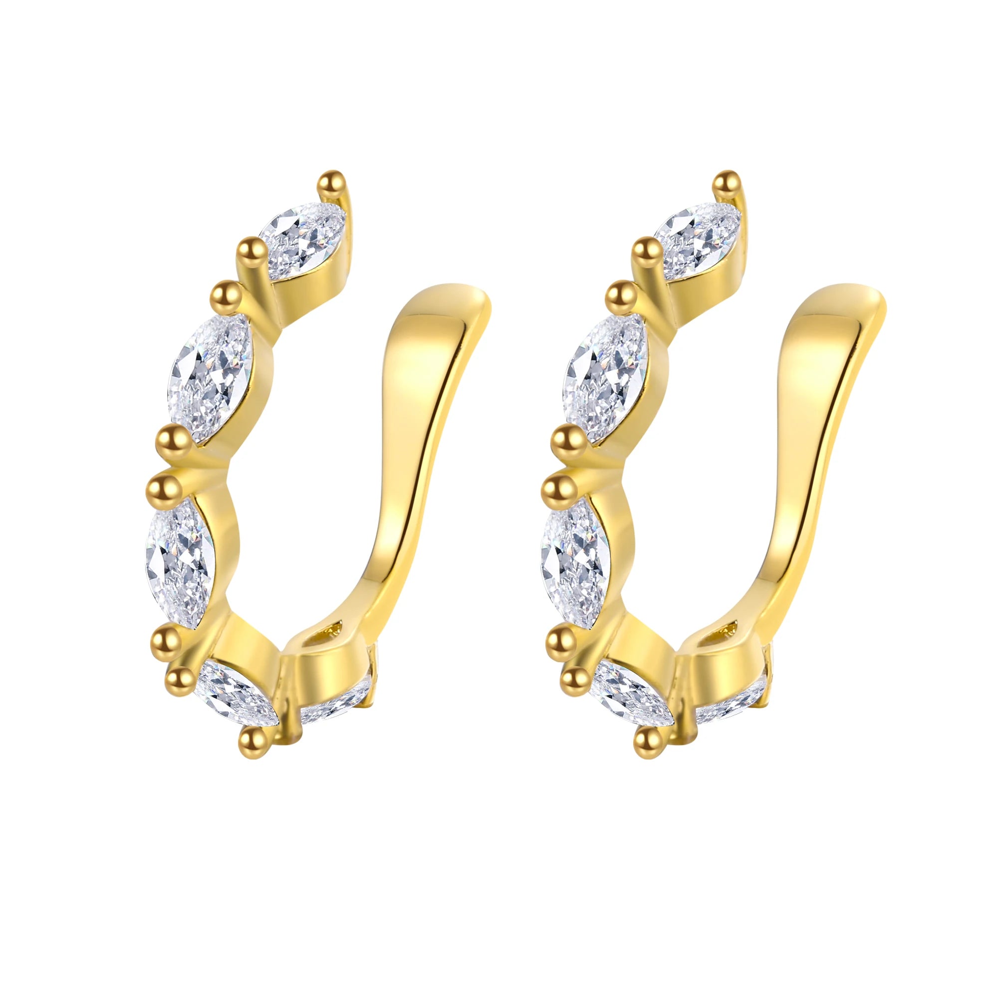Wholesale fashion jewelry 18k gold plated female earrings C-shaped zircon ear clips