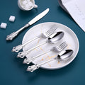 Luxury Stainless Steel 18/10 Vintage Wedding Flatware Set with Silver Finish and Custom Logo Option for Back to School Banquet