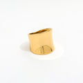 Fenny 18K Gold Plated Wholesale Non Tarnish Smooth Simple Irregular Wide Band Stainless Steel Finger Ring Trendy for Women