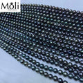 Nice Luster Round 8-10mm Natural Black Peacock Tahiti Seawater Pearl Strand for Wholesale Women Fine Jewelry