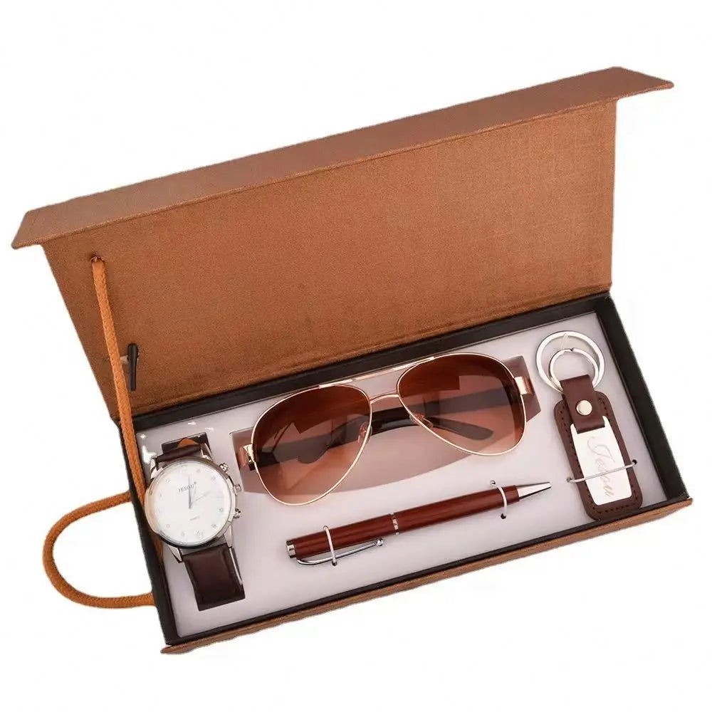 2026 Hot Sale Gift Set Simple Watch Pen Sunglasses Exquisite Key Chain New Styles 4 Gift Set Luxury for Men