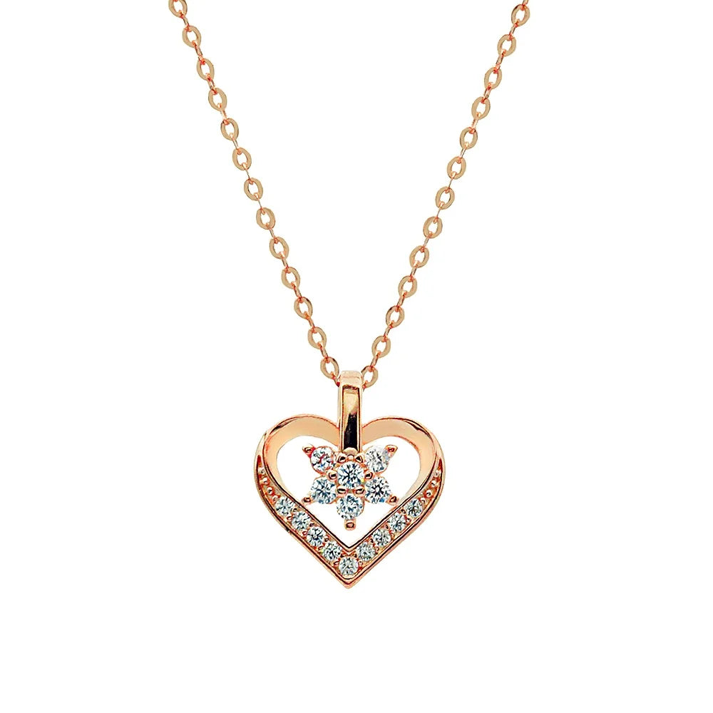 Fashion Fine Jewelry 925 Sterling Silver Zirconia Star Heart Pendant Charm Necklace for Gift
