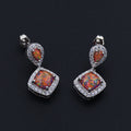 Charming Square Orange Opal Drop Earrings for Lady