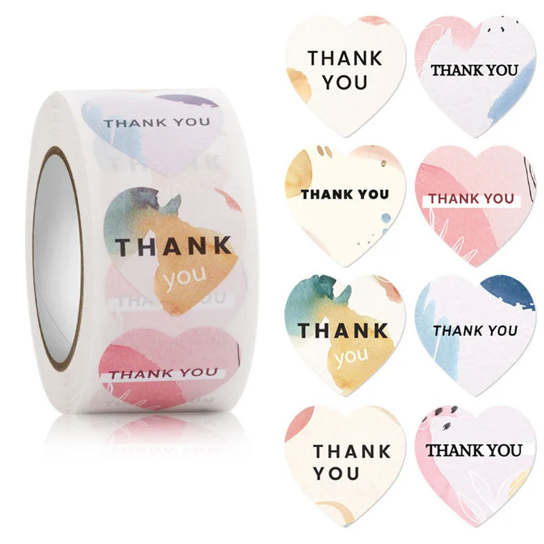 Custom UV Printer Waterproof Round/Heart Shape Paper Material Thank You Stickers Small Business Food Packaging Decorative Labels