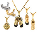 Street Men Boy Mini Vintage Sneaker Sport Necklace Stainless Steel 18k Gold Plated Cool Soccer Pendant Running Shoe Necklace