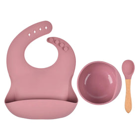 Suction Bpa Free Printed Logo Waterproof Toddler Silicone Plate and Spoon Babi Bowl Bib Kids Dishes Silicone Baby Feeding Set