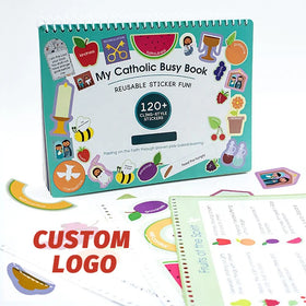 Custom Kid Activity Sticker Book Spiral No Glue Reusable Sticker Book