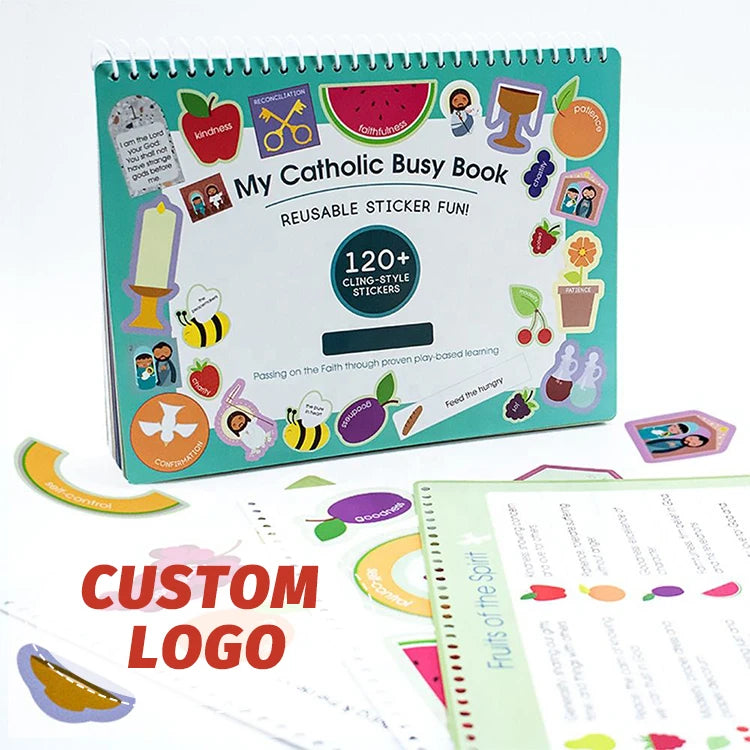 Custom Kid Activity Sticker Book Spiral No Glue Reusable Sticker Book