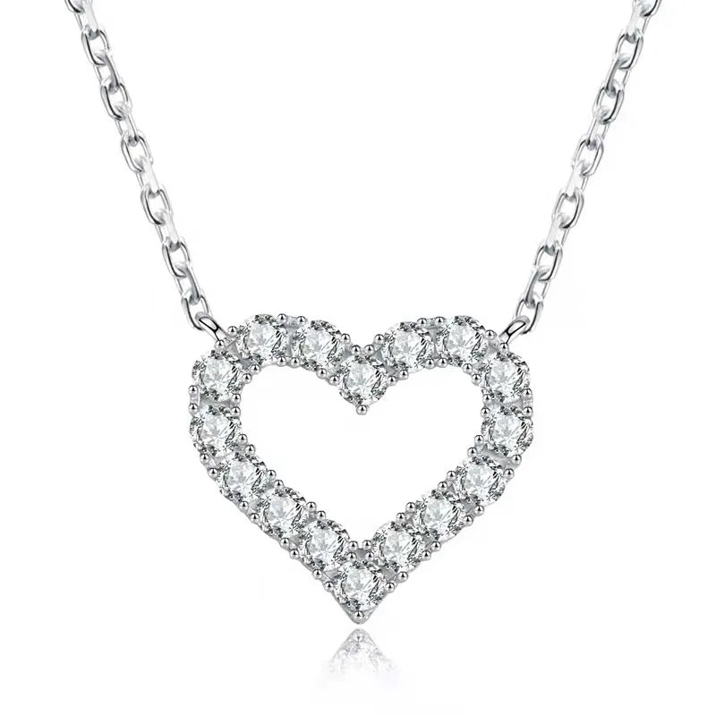 Fine Jewelry 925 Sterling Silver Women Fashion Peach Heart Pendant Choker Chain Necklace for Gifts