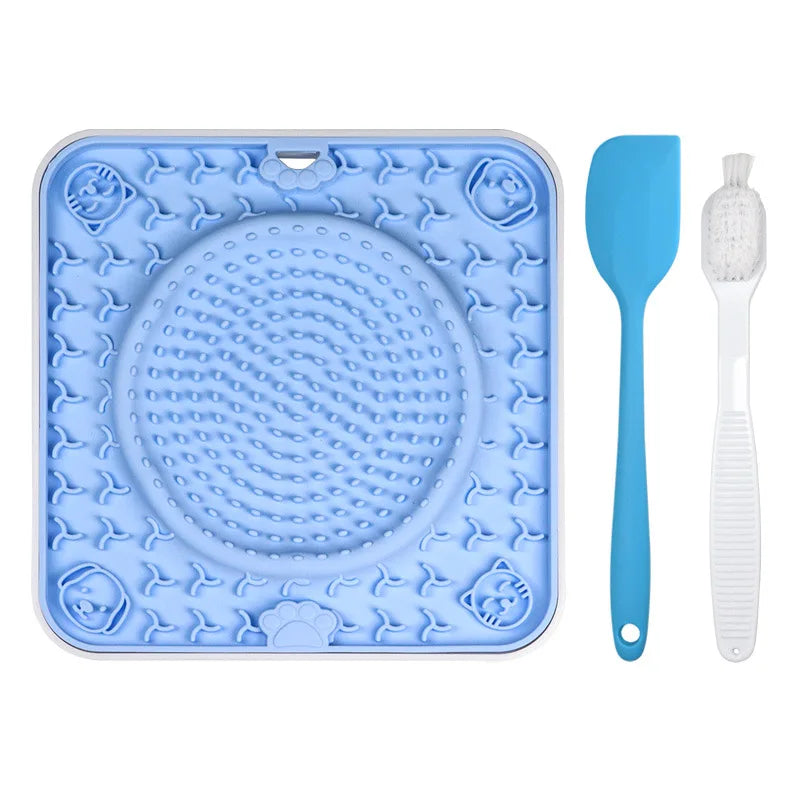 Durable Square Shape Slow Feeder Licking Pad Silicone Dog Lick Mat with Suction Cups for Small Medium Large Dogs