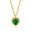 Dainty Stainless Steel love Necklace Pvd Plated Colorful Gemstone Heart Necklace