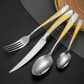 Hot Selling Western Knife Handle Cutlery Set Stainless Steel Modern Silverware Hotel Spoon Fork Knife Set Silver Tableware