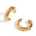 Personalized High-Grade Non Pierced Stainless Steel 18K Gold Plating Mini C- Shaped Diamond-Embedded Glossy  for Women