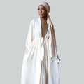 2022 Modest Crinkle Abaya Set Open Pleated Chiffon Kimono Dubai Turkey Kaftan Islamic Clothing Abaya Muslim Dresses for Women