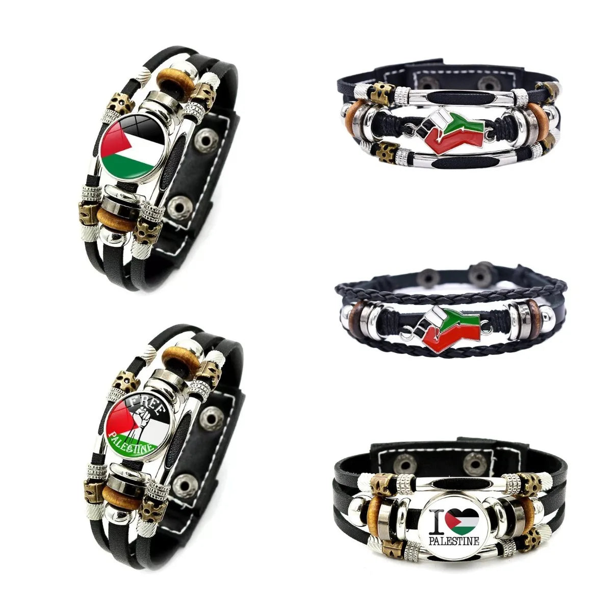 Manufacturer I Love Palestine Leather Wrap Bracelet Free Palestinian Lives Matter Unisex Lady Men's Genuine Leather Bracelet