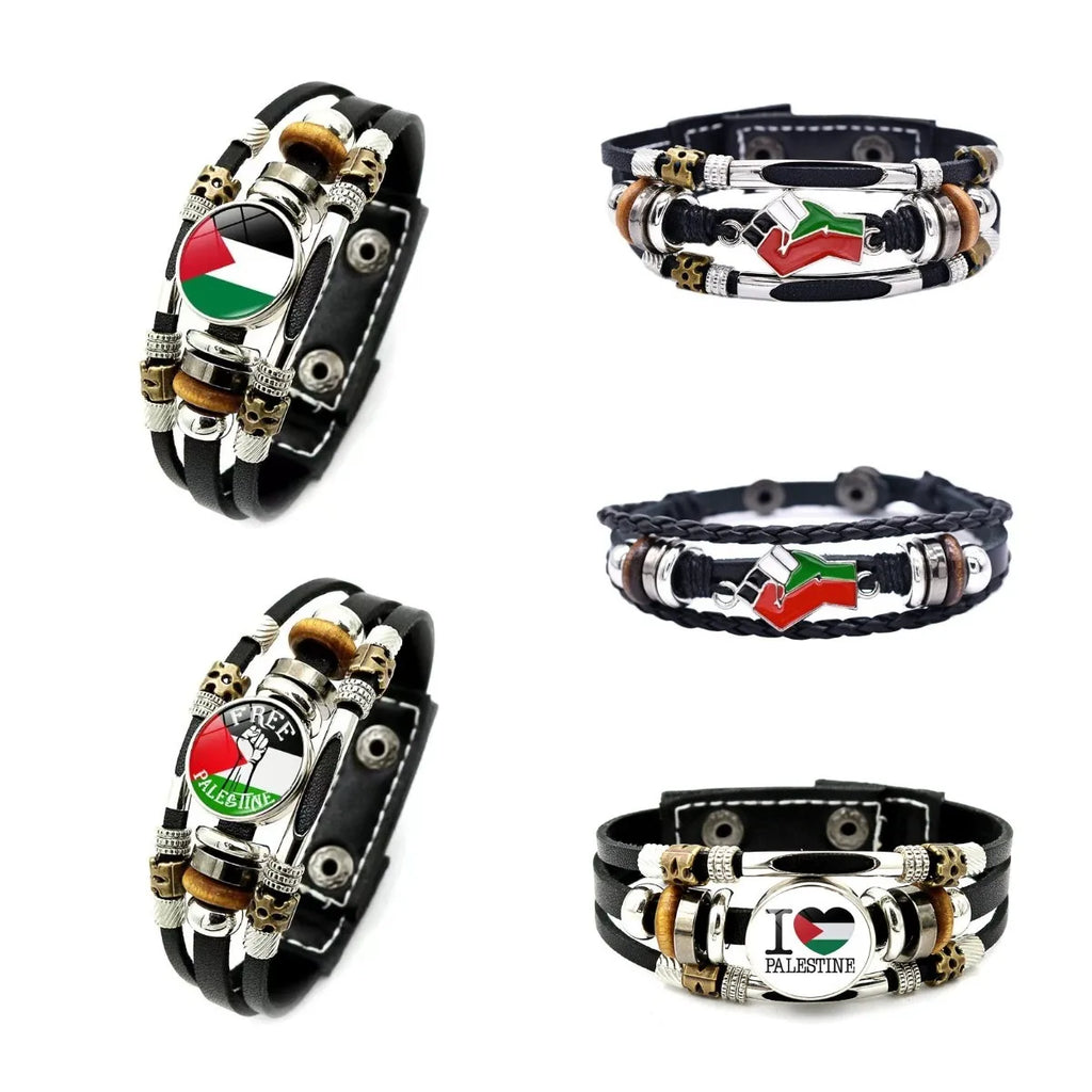 Manufacturer I Love Palestine Leather Wrap Bracelet Free Palestinian Lives Matter Unisex Lady Men's Genuine Leather Bracelet
